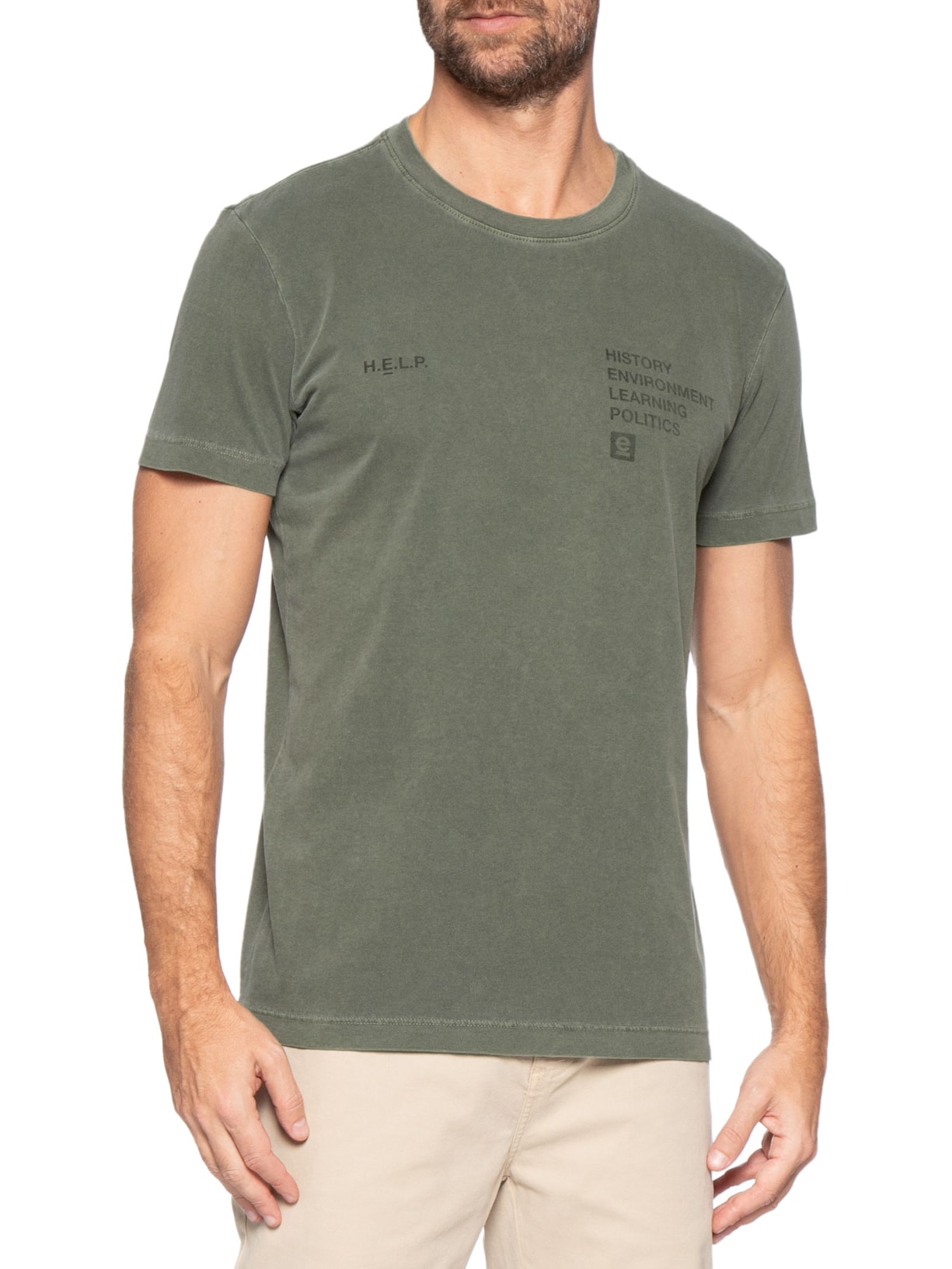 Camiseta Masculina Manga Curta Slim Stone Help – Verde Osklen