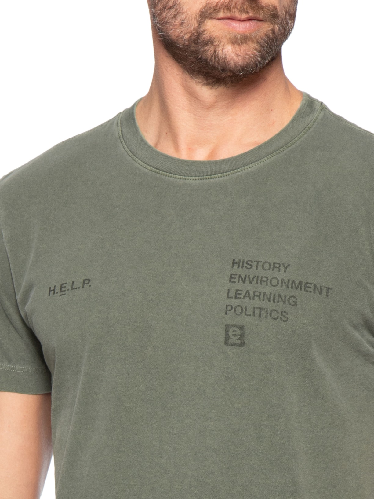 Camiseta Masculina Manga Curta Slim Stone Help – Verde Osklen