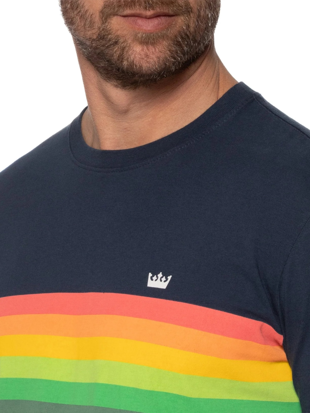 Camiseta Masculina Manga Curta Slim Vintage Gradiente Azul Osklen