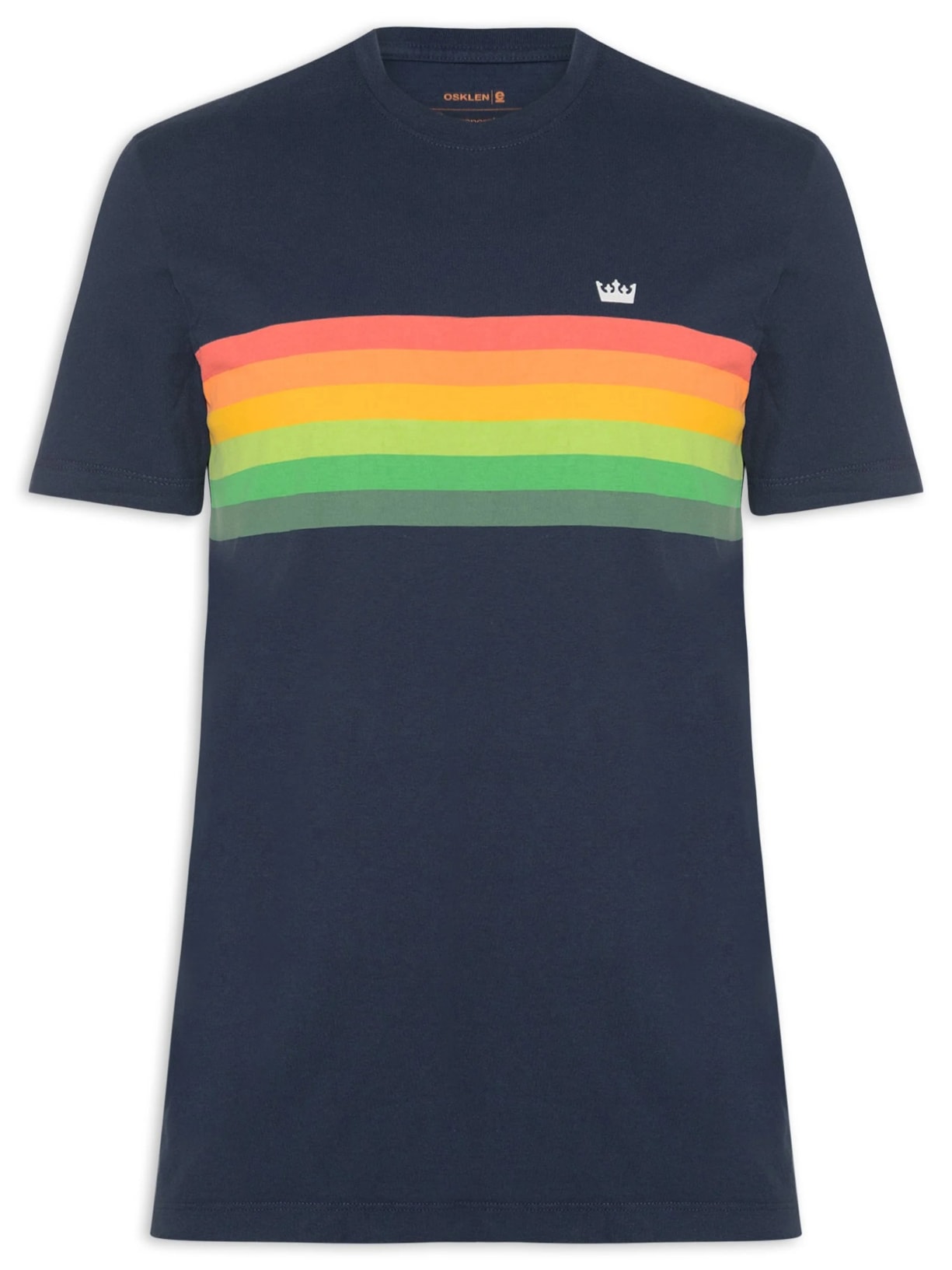 Camiseta Masculina Manga Curta Slim Vintage Gradiente Azul Osklen