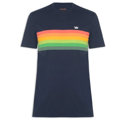 Camiseta Masculina Manga Curta Slim Vintage Gradiente - Azul