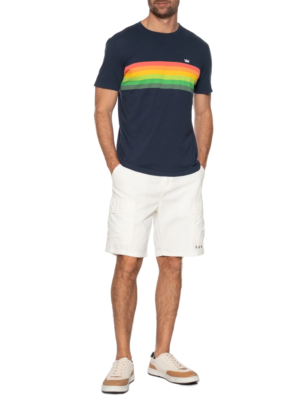 Camiseta Masculina Manga Curta Slim Vintage Gradiente Azul Osklen