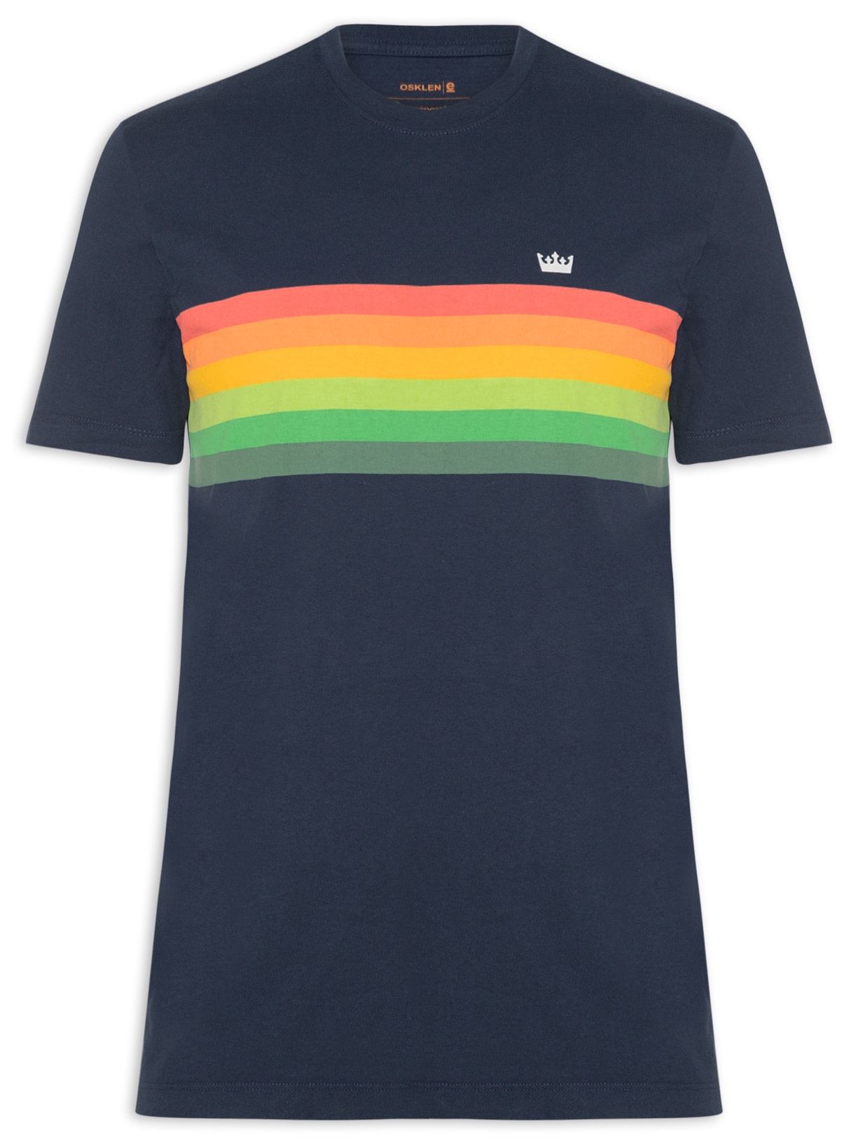 Camiseta Masculina Manga Curta Slim Vintage Gradiente Azul Osklen