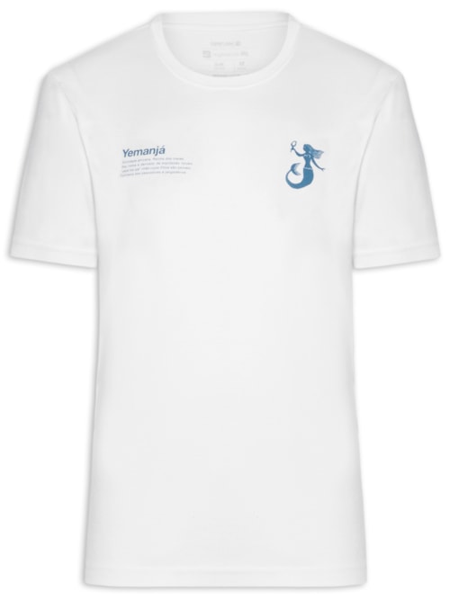 Camiseta Masculina Manga Curta Slim Vintage Yemanjá - Branco