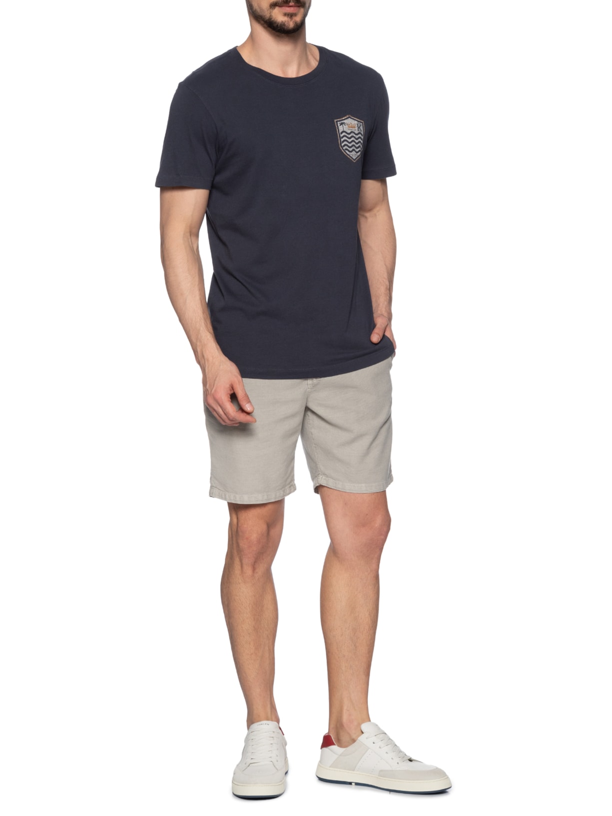 Camiseta Masculina Manga Curta Soft Used Brasão Gaze Azul Osklen