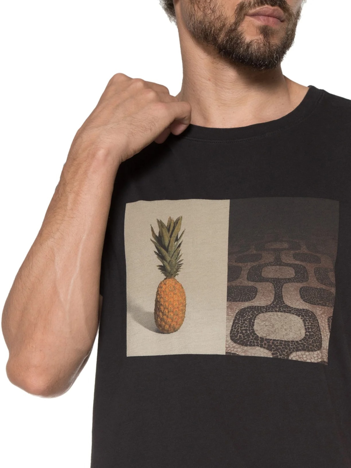 Camiseta Masculina Manga Curta Soft Used Calçadão Preto Osklen