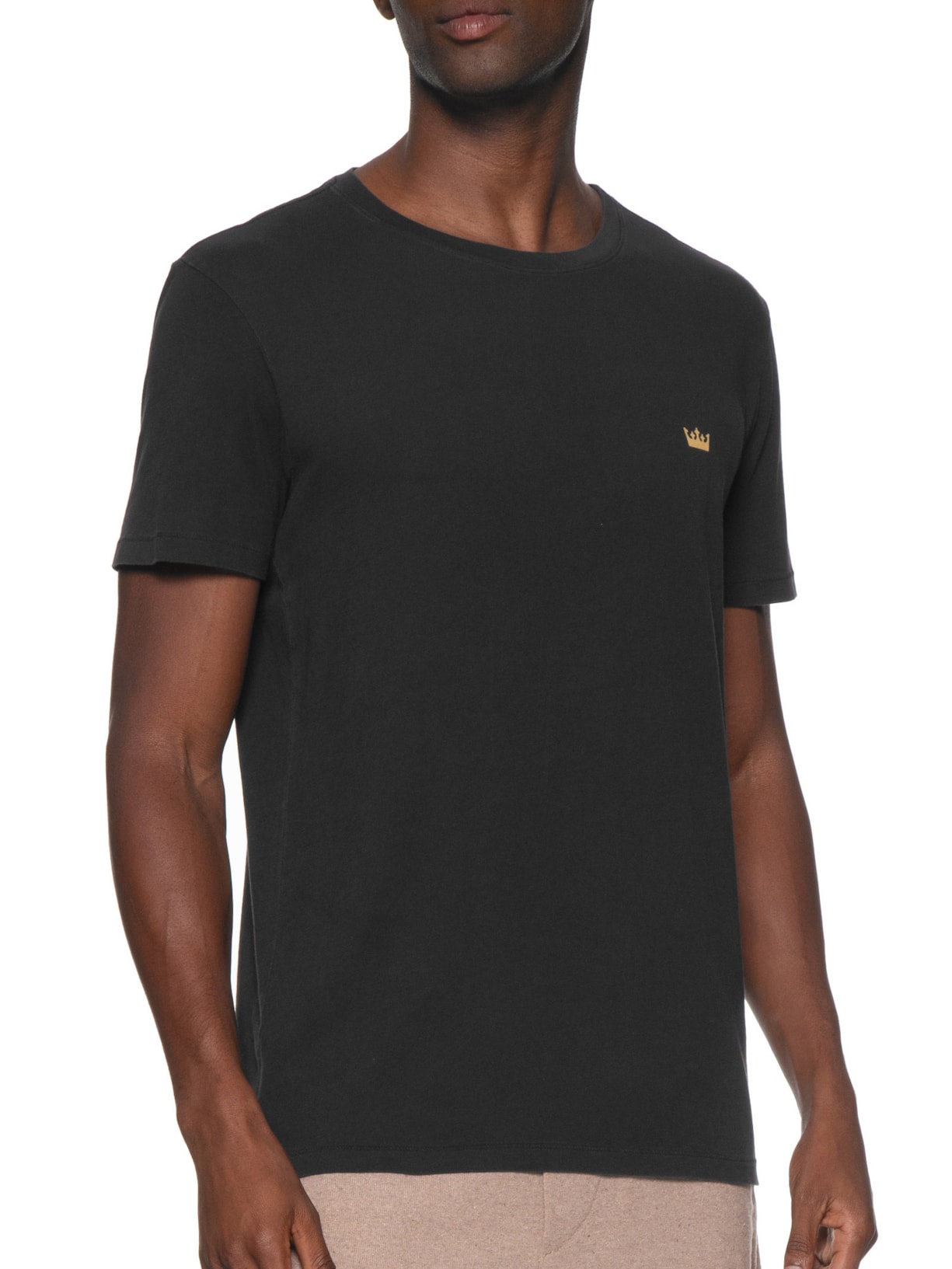 Camiseta Masculina Manga Curta Soft Used Gold Crown Preto Osklen