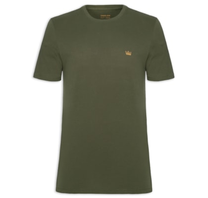 Camiseta Masculina Manga Curta Soft Used Gold Crown - Verde