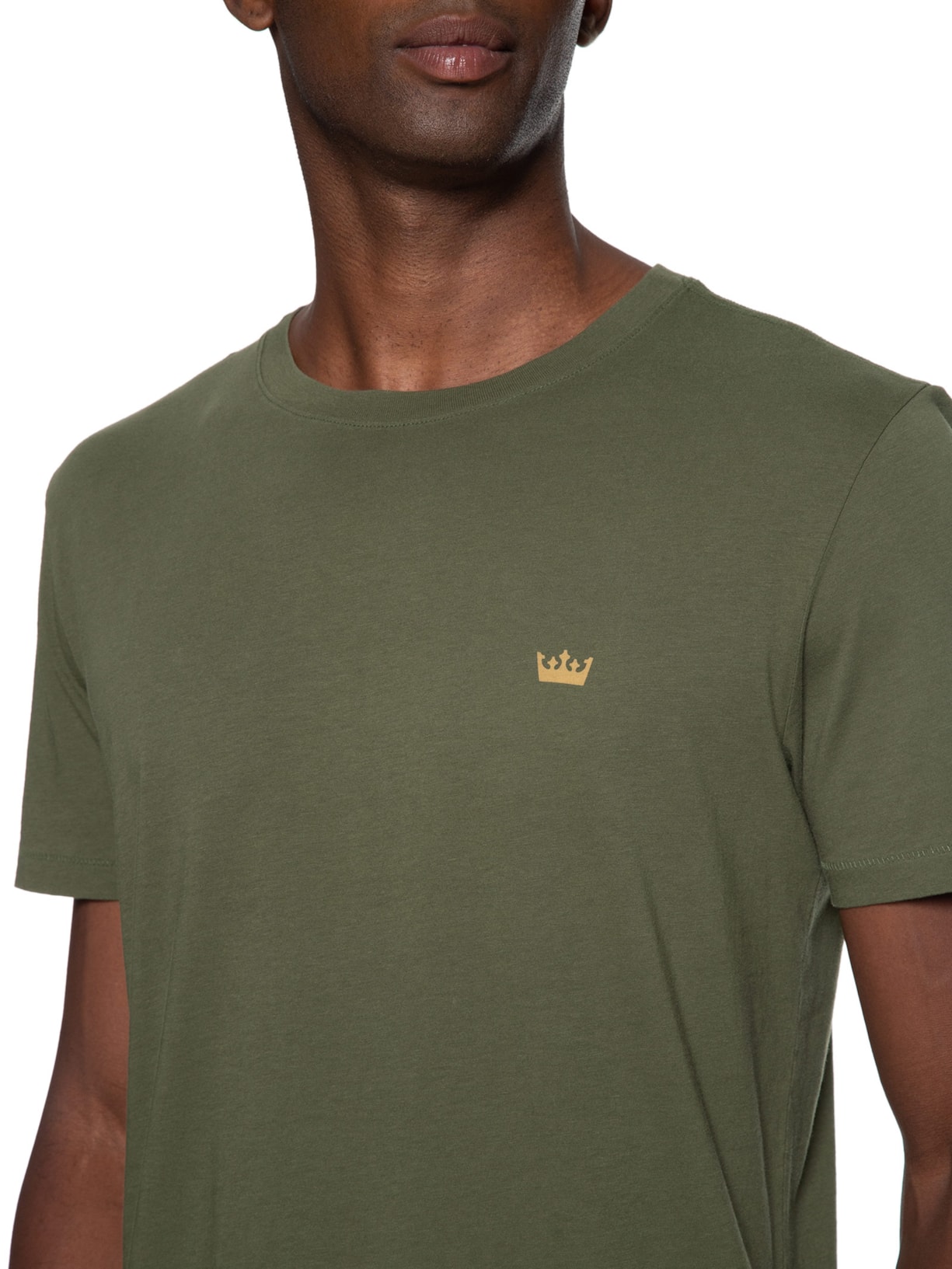 Camiseta Masculina Manga Curta Soft Used Gold Crown Verde Osklen