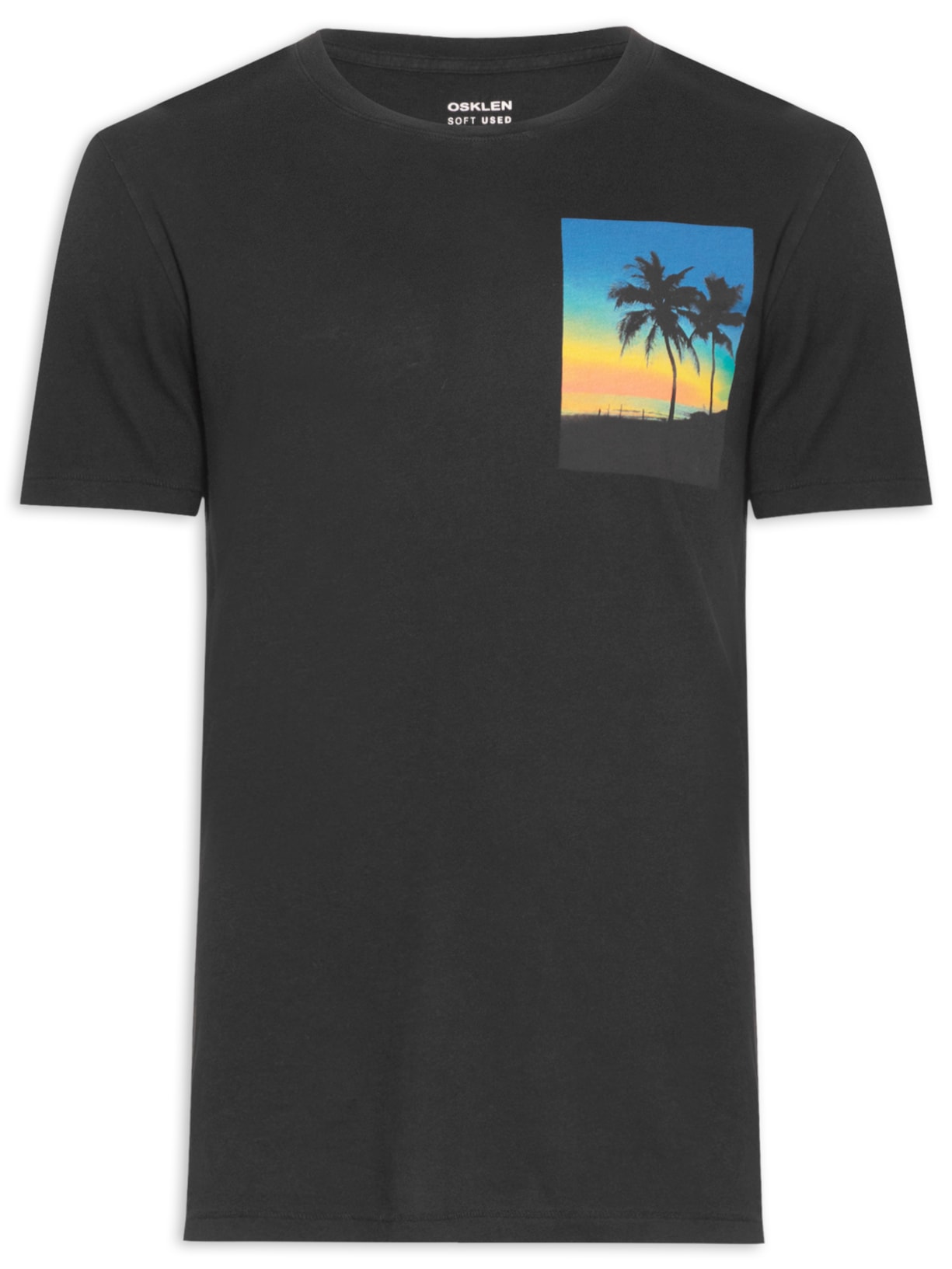 Camiseta Masculina Manga Curta Soft Used Sunset Preto Osklen