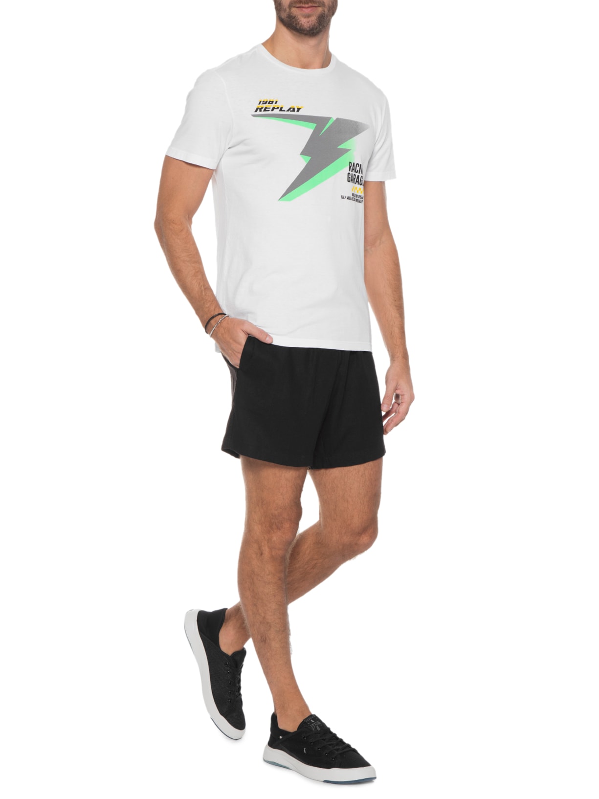 Camiseta Masculina Manga Curta Spoke Branco Replay