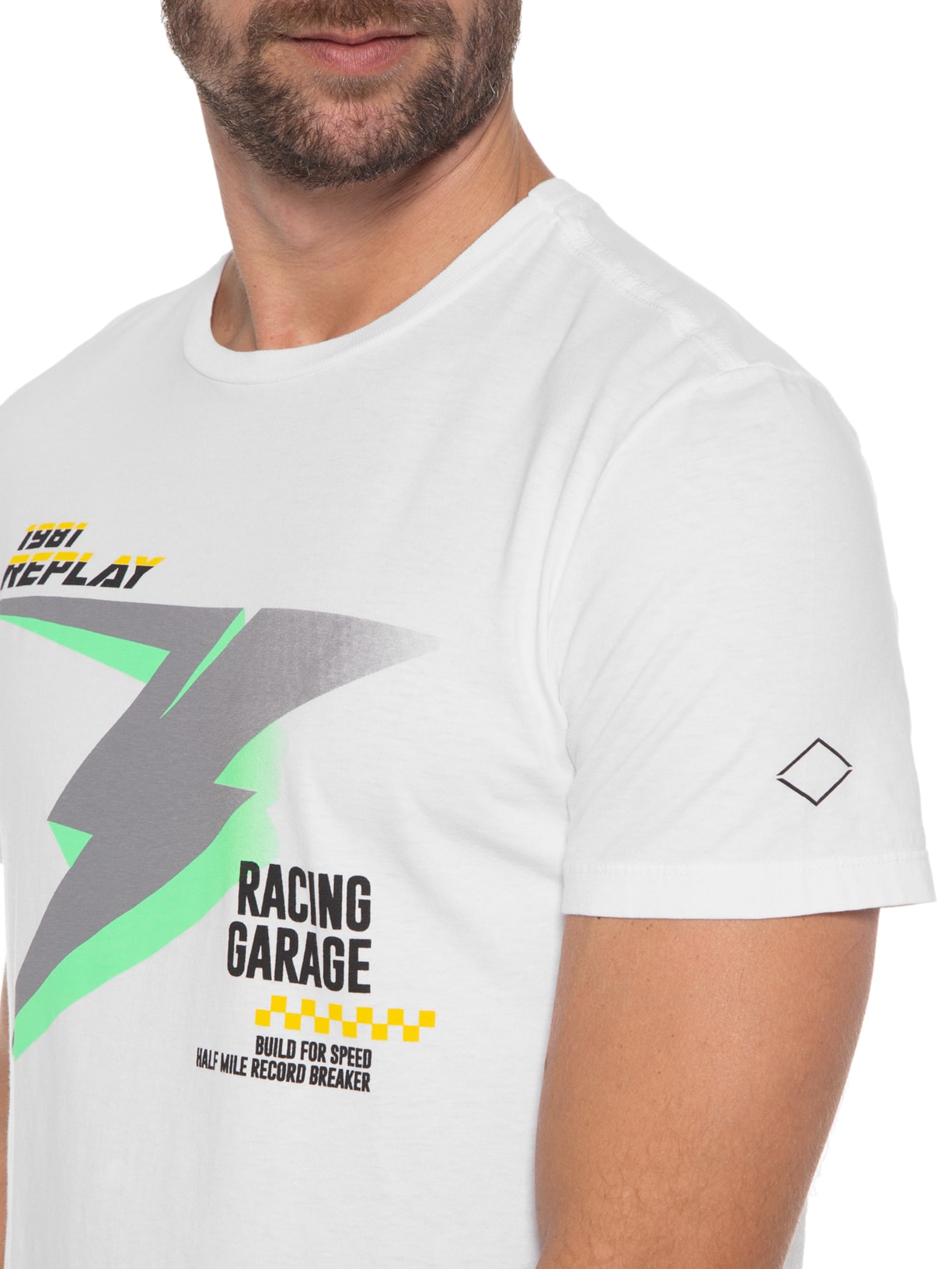 Camiseta Masculina Manga Curta Spoke Branco Replay