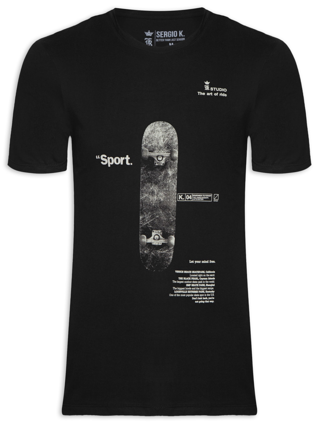 Camiseta Masculina Manga Curta Sport Studio - Preto