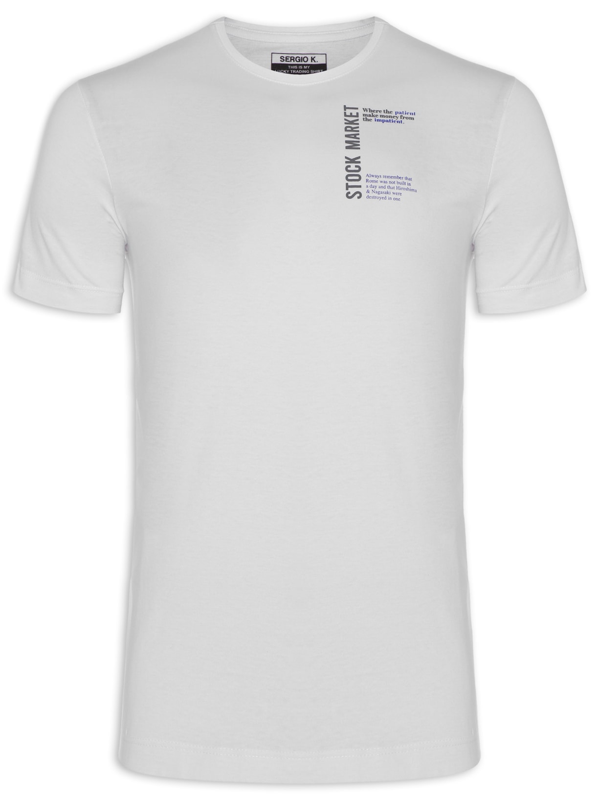 Camiseta Masculina Manga Curta Stock Market - Branco