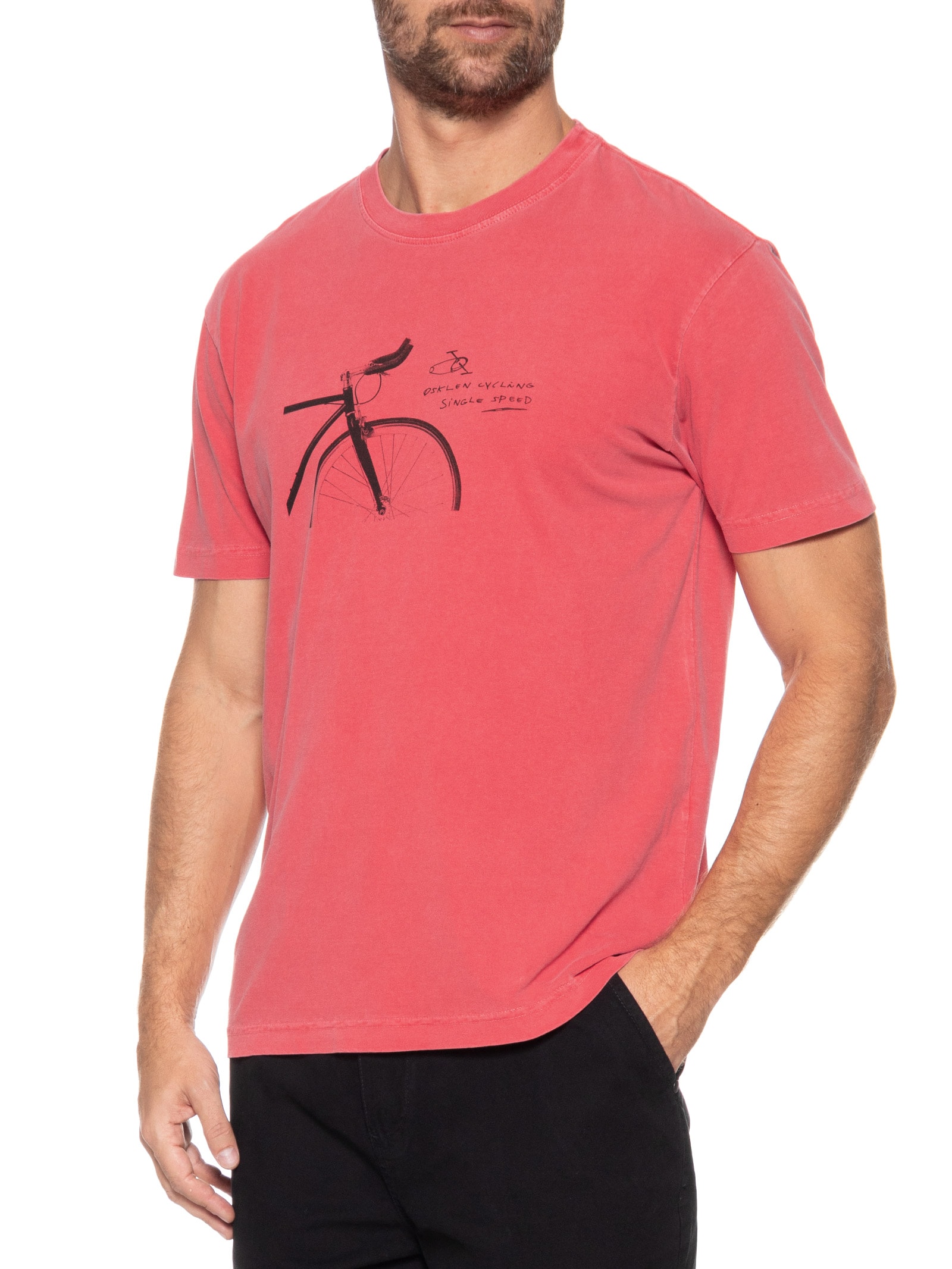 SKmam④ Osklen - Camiseta Masculina Manga Curta Stone Bike Single