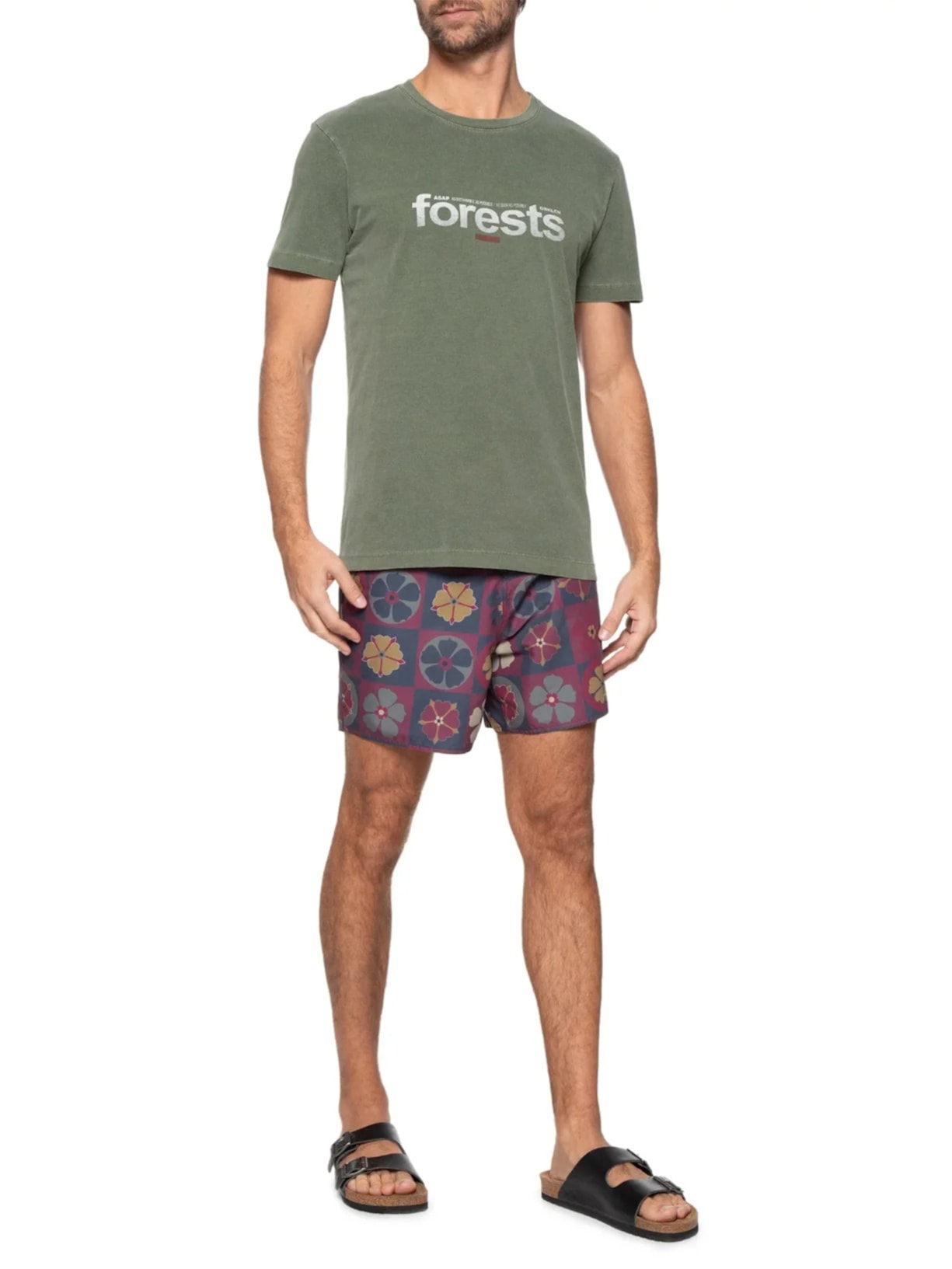 Camiseta Masculina Manga Curta Stone Forests Verde Osklen