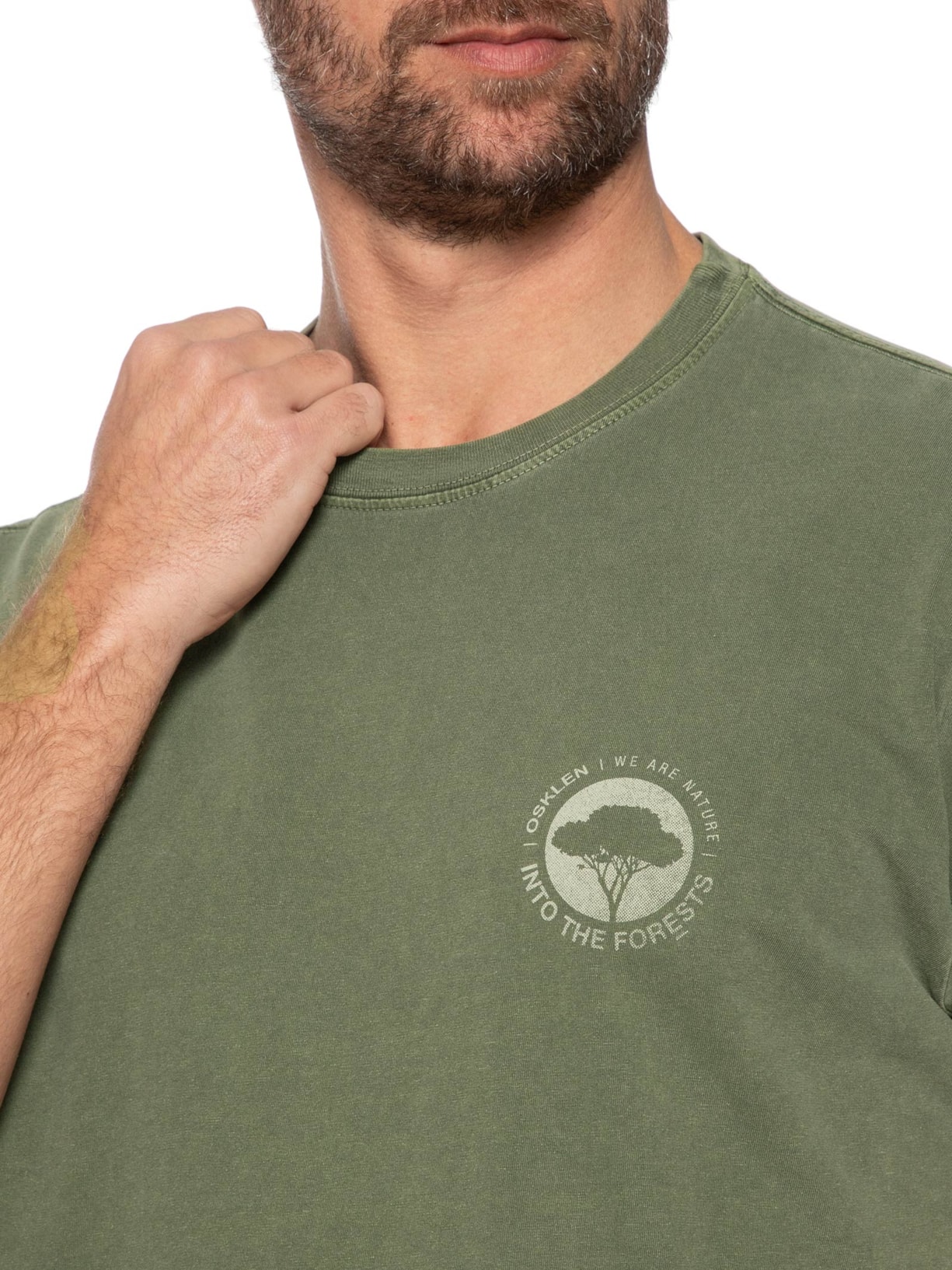 Camiseta Masculina Manga Curta Stone Itf Label Verde Osklen