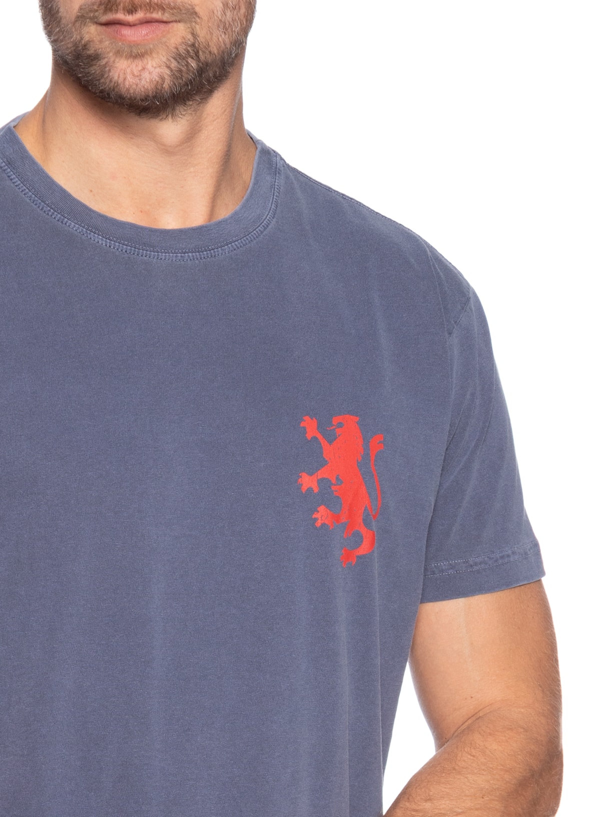 Camiseta Masculina Manga Curta Stone Leão Azul Osklen