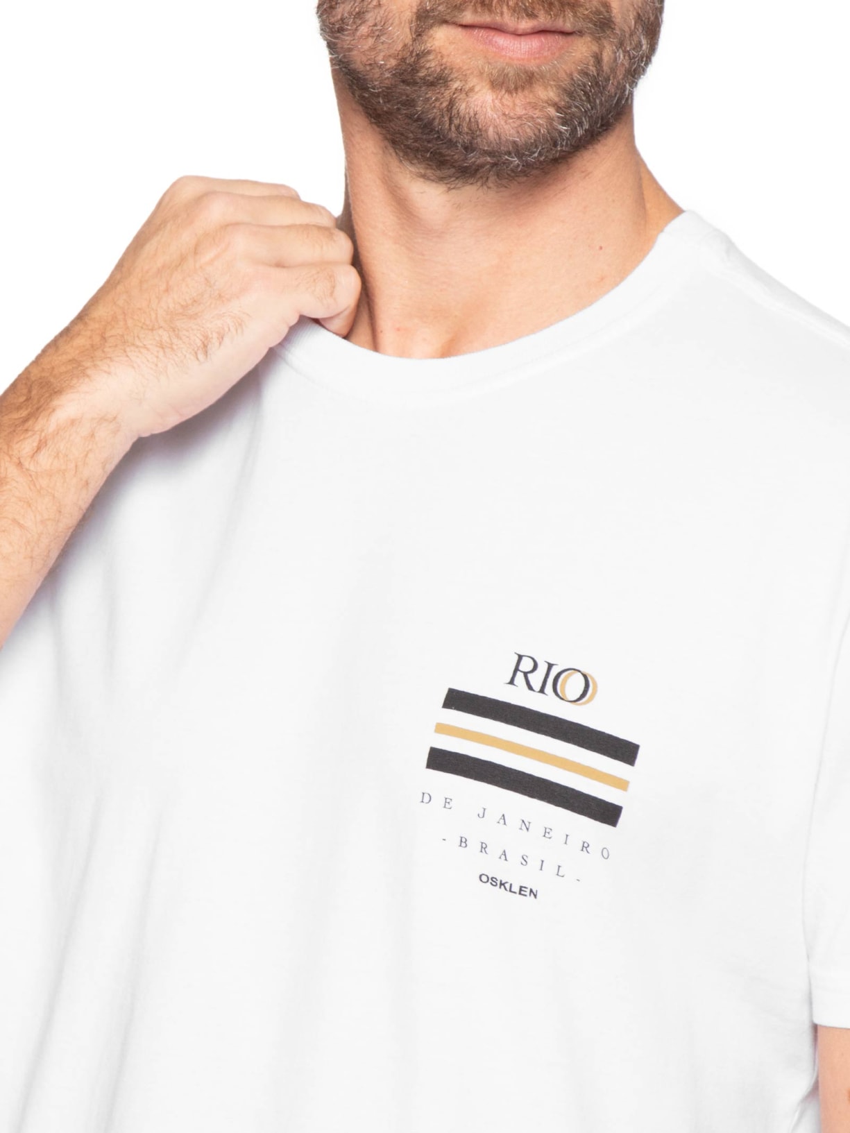 Camiseta Masculina Manga Curta Stone Rio de Janeiro Branco Osklen