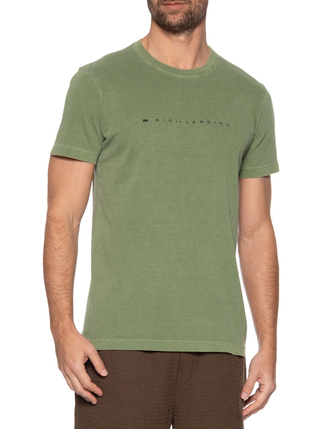 Camiseta Masculina Manga Curta Stone RJ Verde Osklen