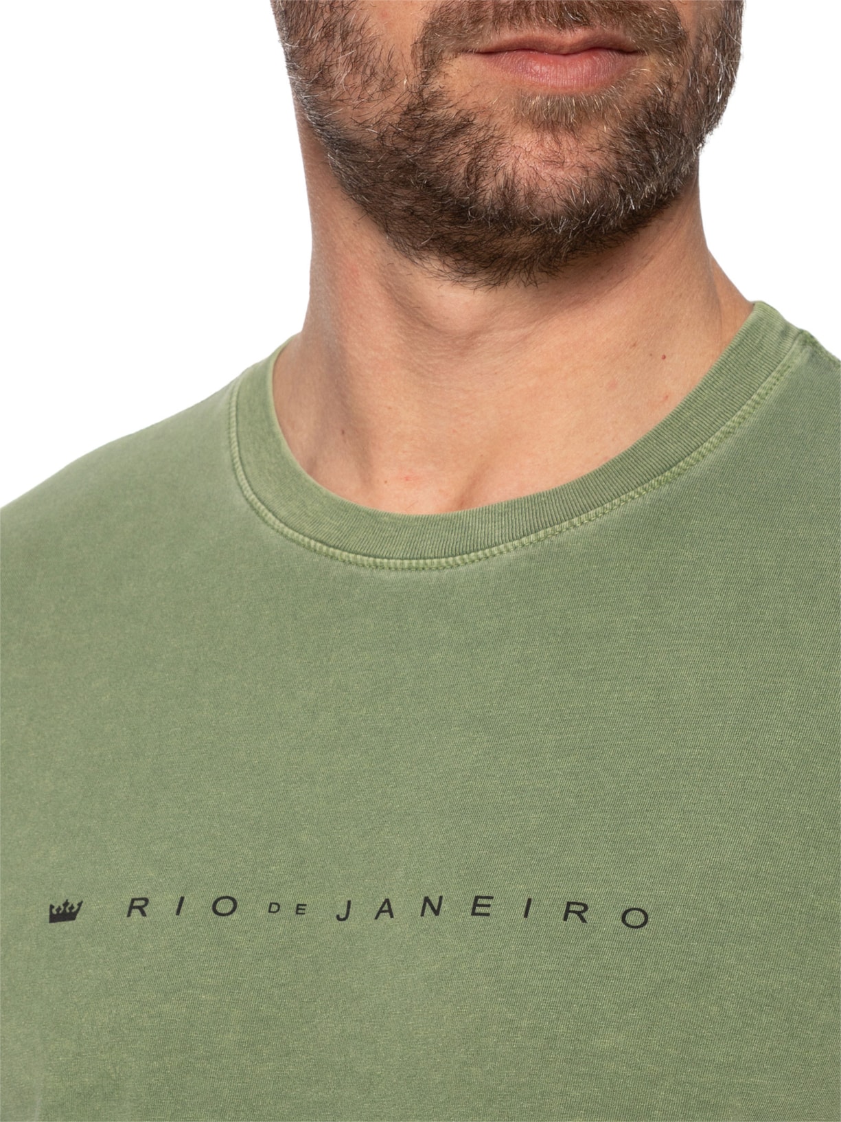 Camiseta Masculina Manga Curta Stone RJ Verde Osklen