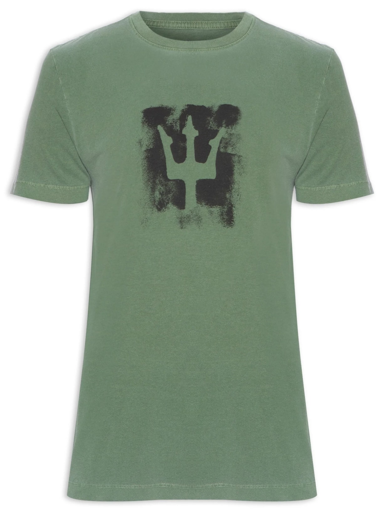 Camiseta Masculina Manga Curta Stone Tridente Brush Verde Osklen