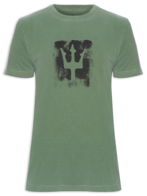 Camiseta Masculina Manga Curta Stone Tridente Brush - Verde