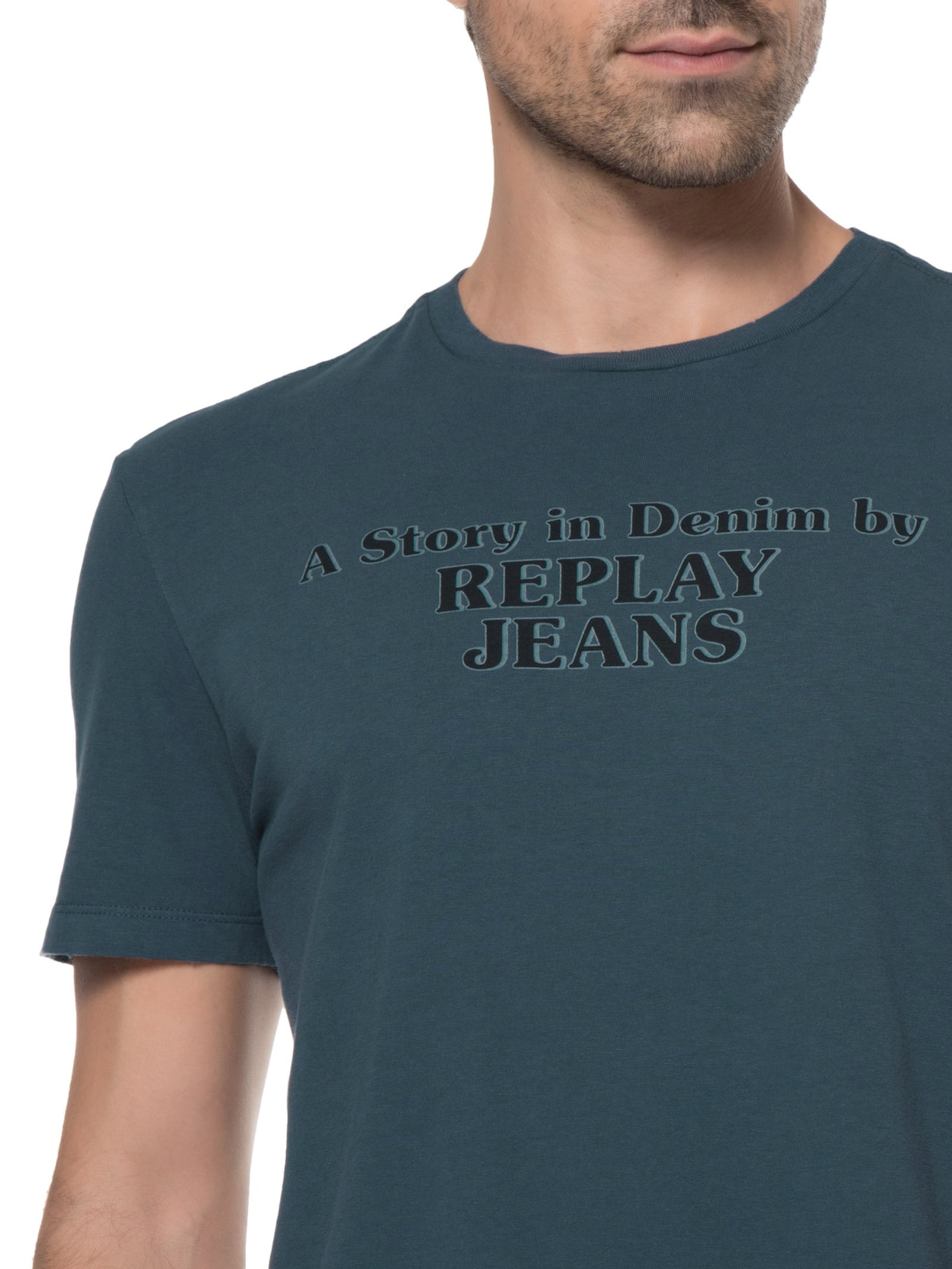 Camiseta Masculina Manga Curta Story Azul Replay