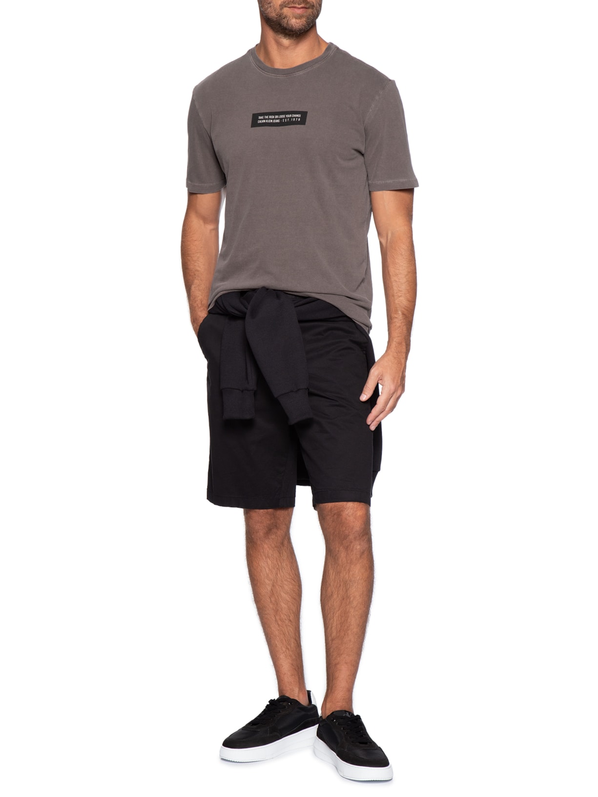 Camiseta Masculina Manga Curta Take The Risk Marrom Calvin Klein Jeans