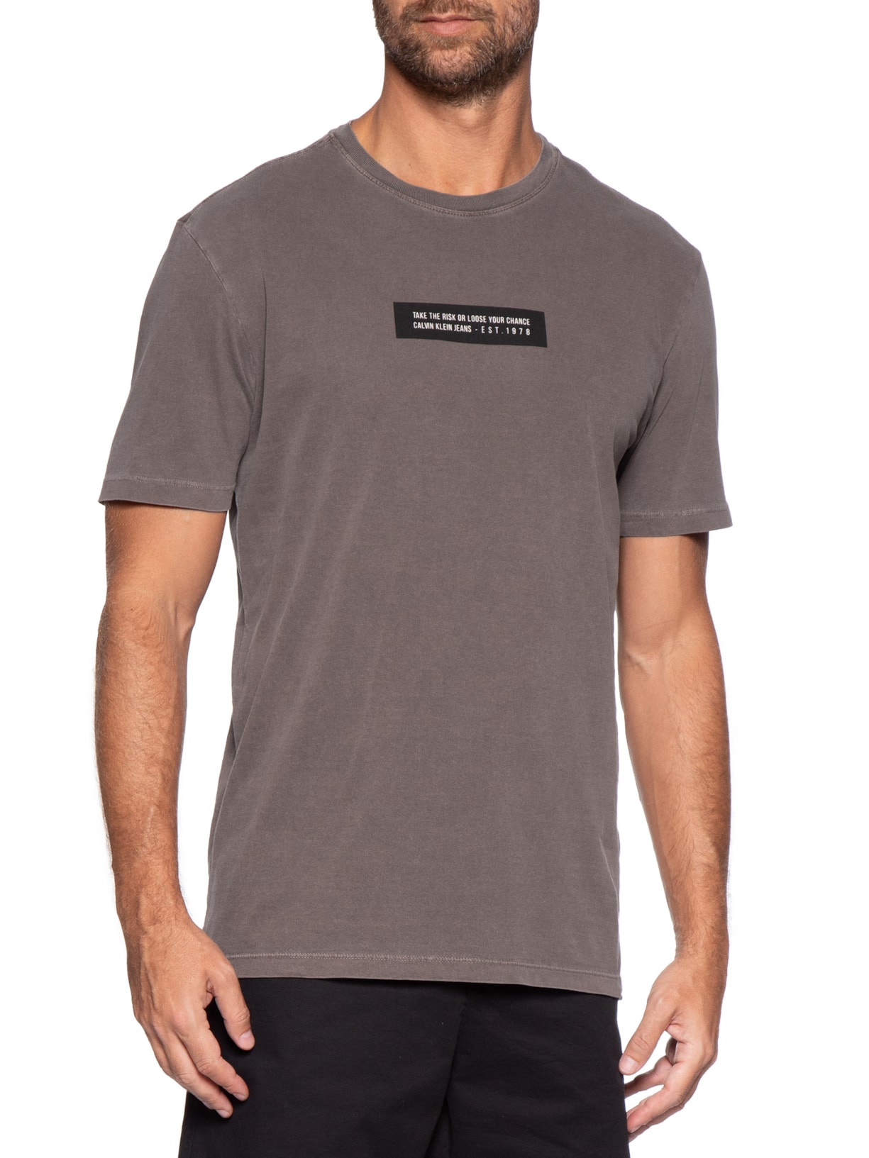 Camiseta Masculina Manga Curta Take The Risk Marrom Calvin Klein Jeans