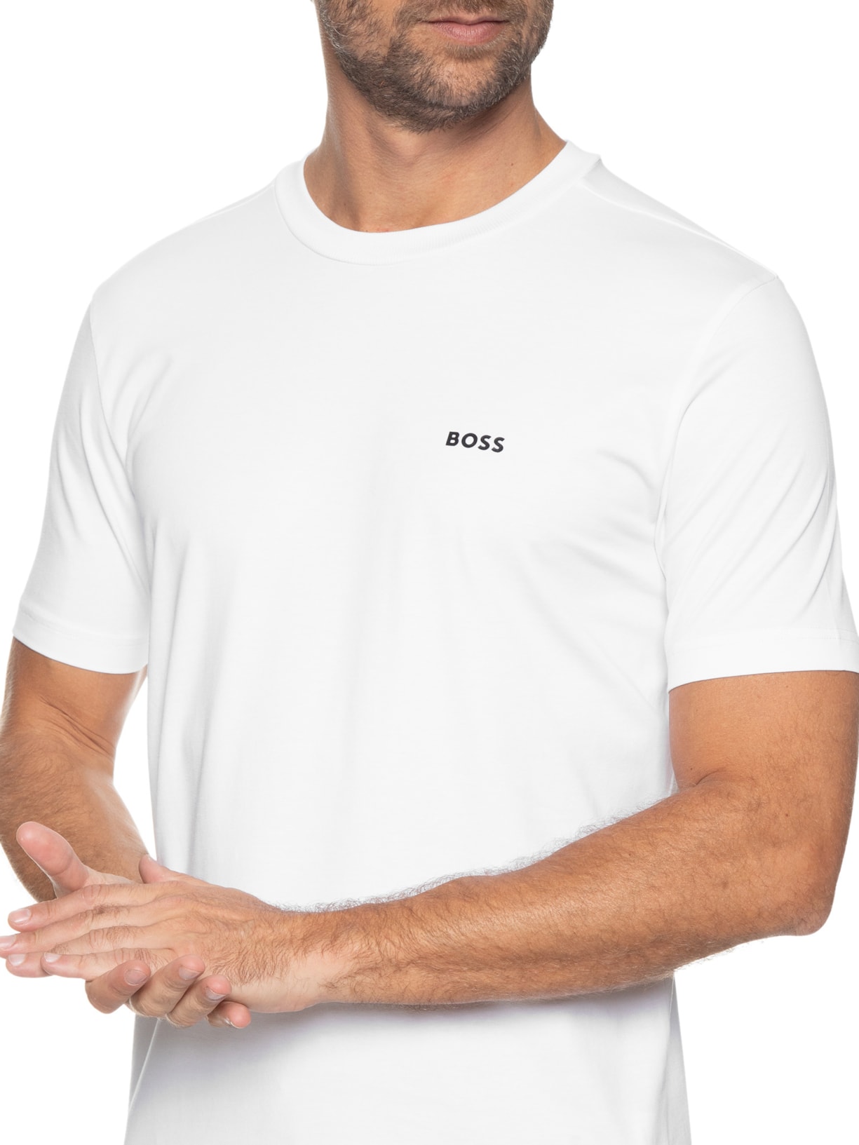 Camiseta Masculina Manga Curta Tee Branco Boss