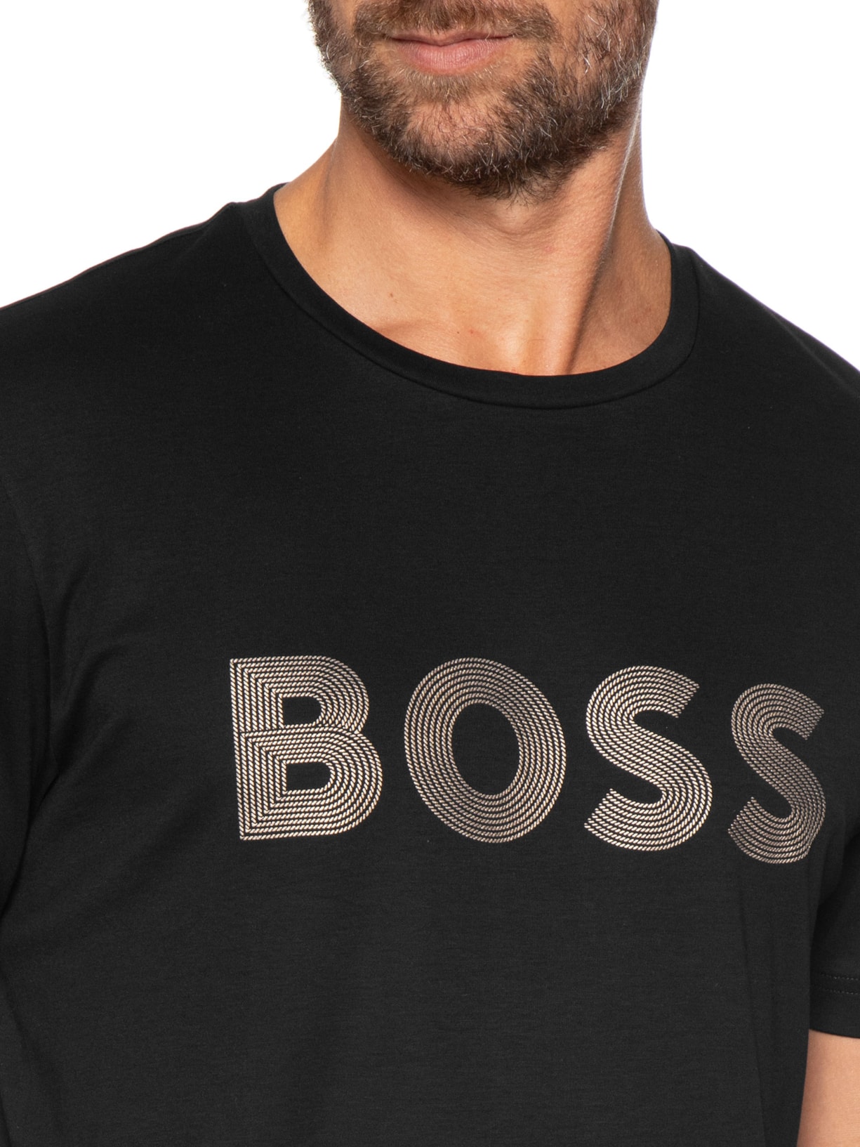Camiseta Masculina Manga Curta Tee Logo Preto Boss