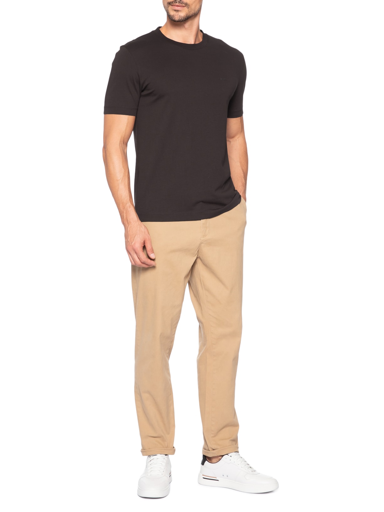 Camiseta Masculina Manga Curta Thompson 01 Marrom Boss