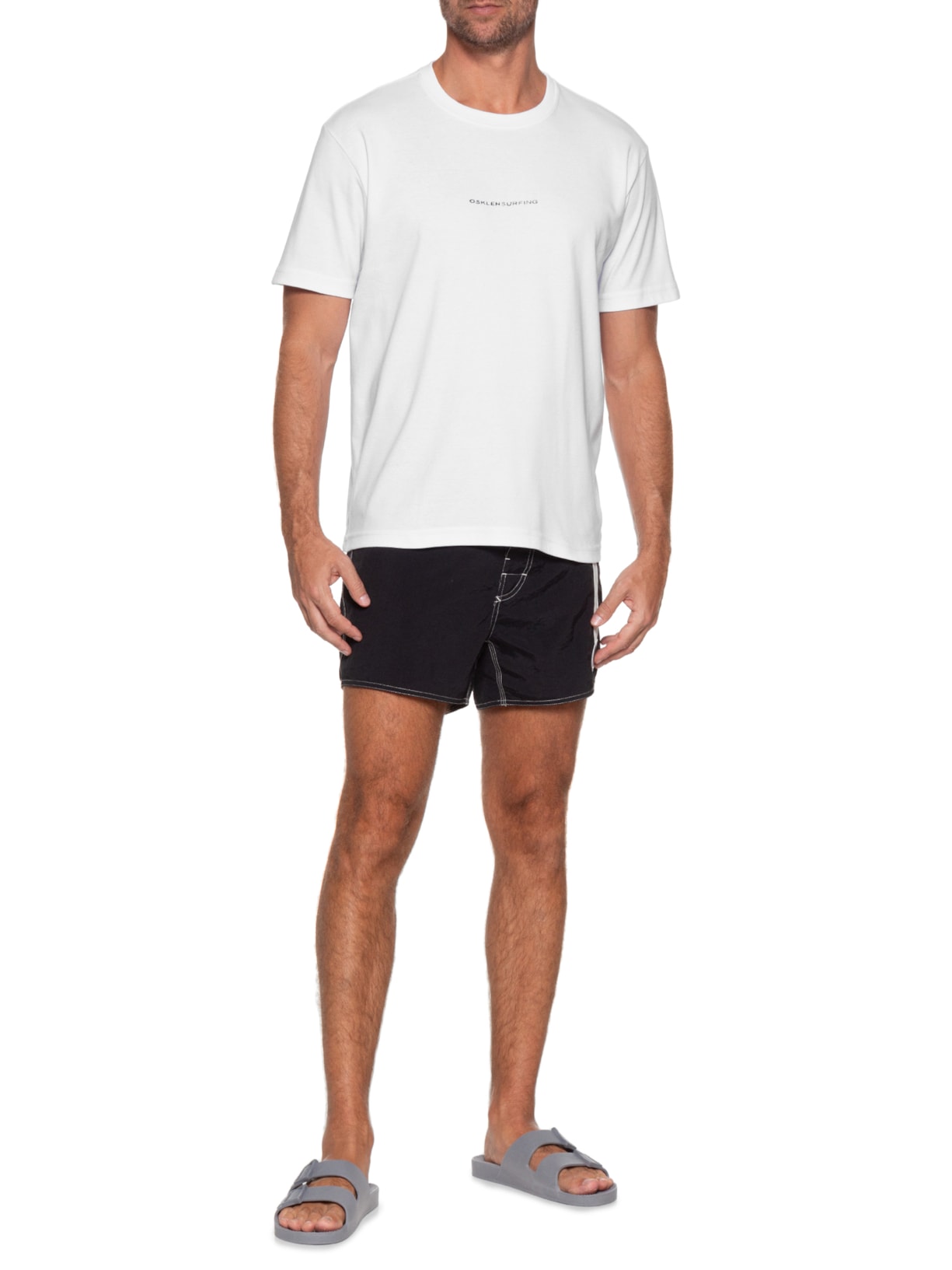 Camiseta Masculina Manga Curta Tracking Snow Branco Osklen