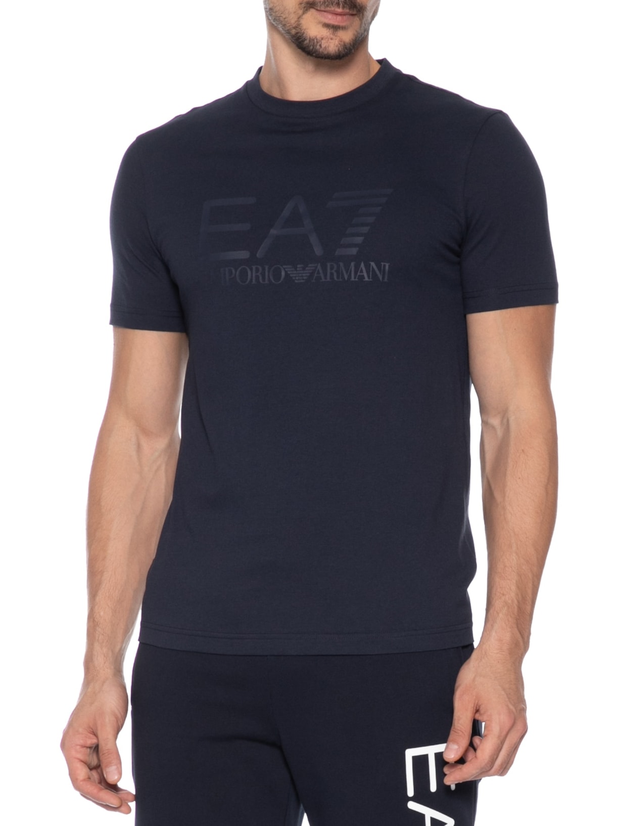 Camiseta Masculina Manga Curta Train Core ID Big Logo Azul Ea7 Emporio Armani
