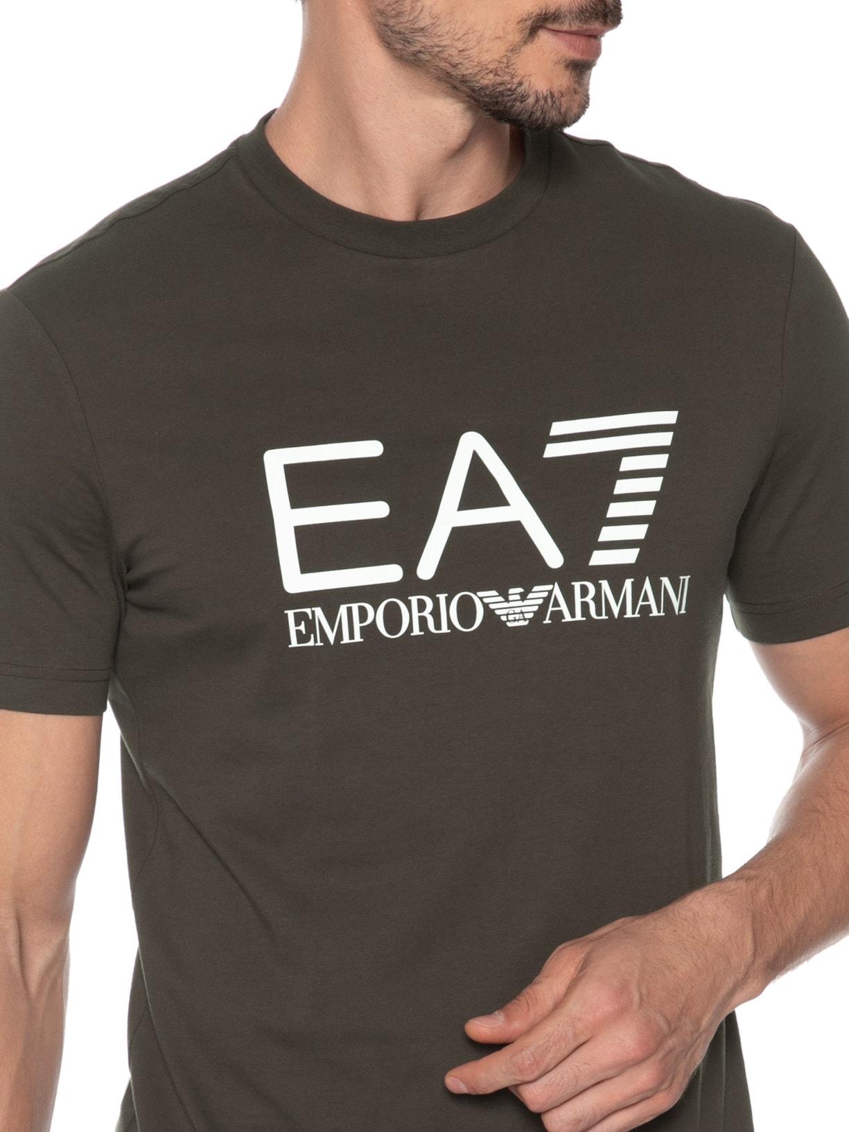 Camiseta Masculina Manga Curta Train Core ID Big Logo Marrom Ea7 Emporio Armani