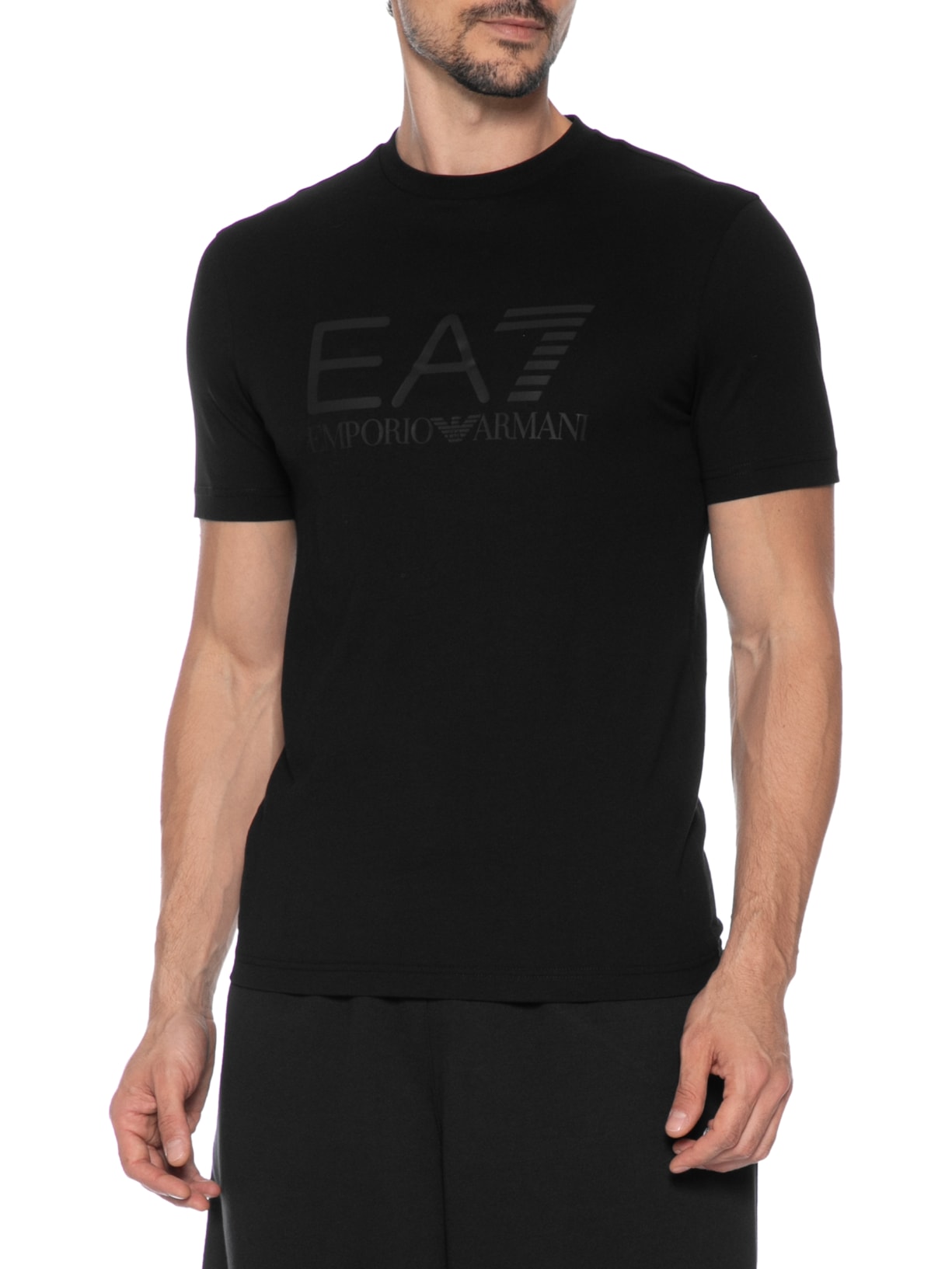 Camiseta Masculina Manga Curta Train Core ID Big Logo Preto Ea7 Emporio Armani