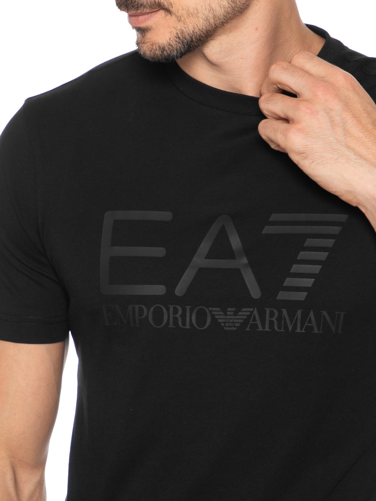 Camiseta Masculina Manga Curta Train Core ID Big Logo Preto Ea7 Emporio Armani
