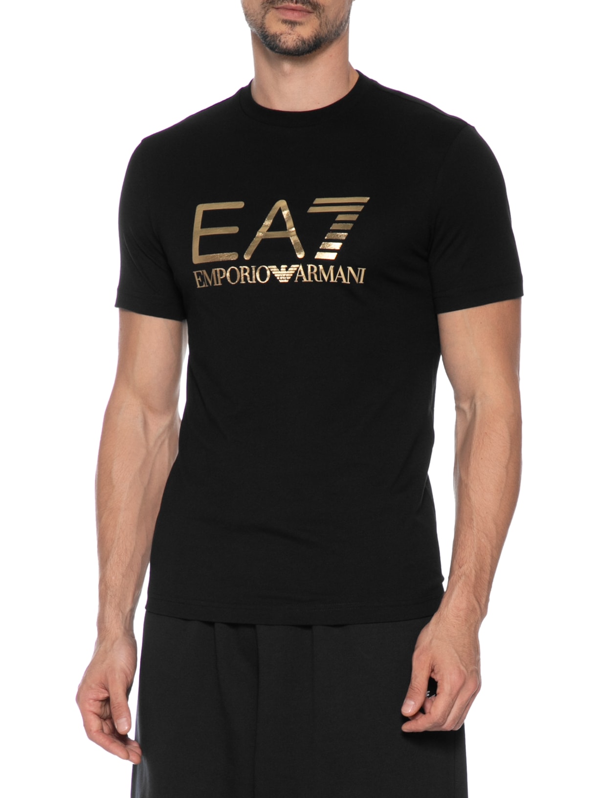 Camiseta Masculina Manga Curta Train Core ID Big Logo Preto Ea7 Emporio Armani