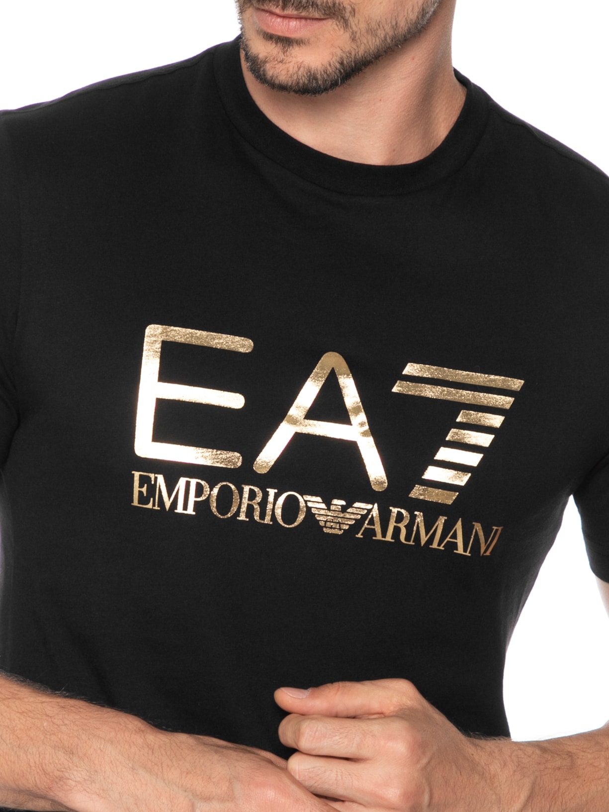 Camiseta Masculina Manga Curta Train Core ID Big Logo Preto Ea7 Emporio Armani