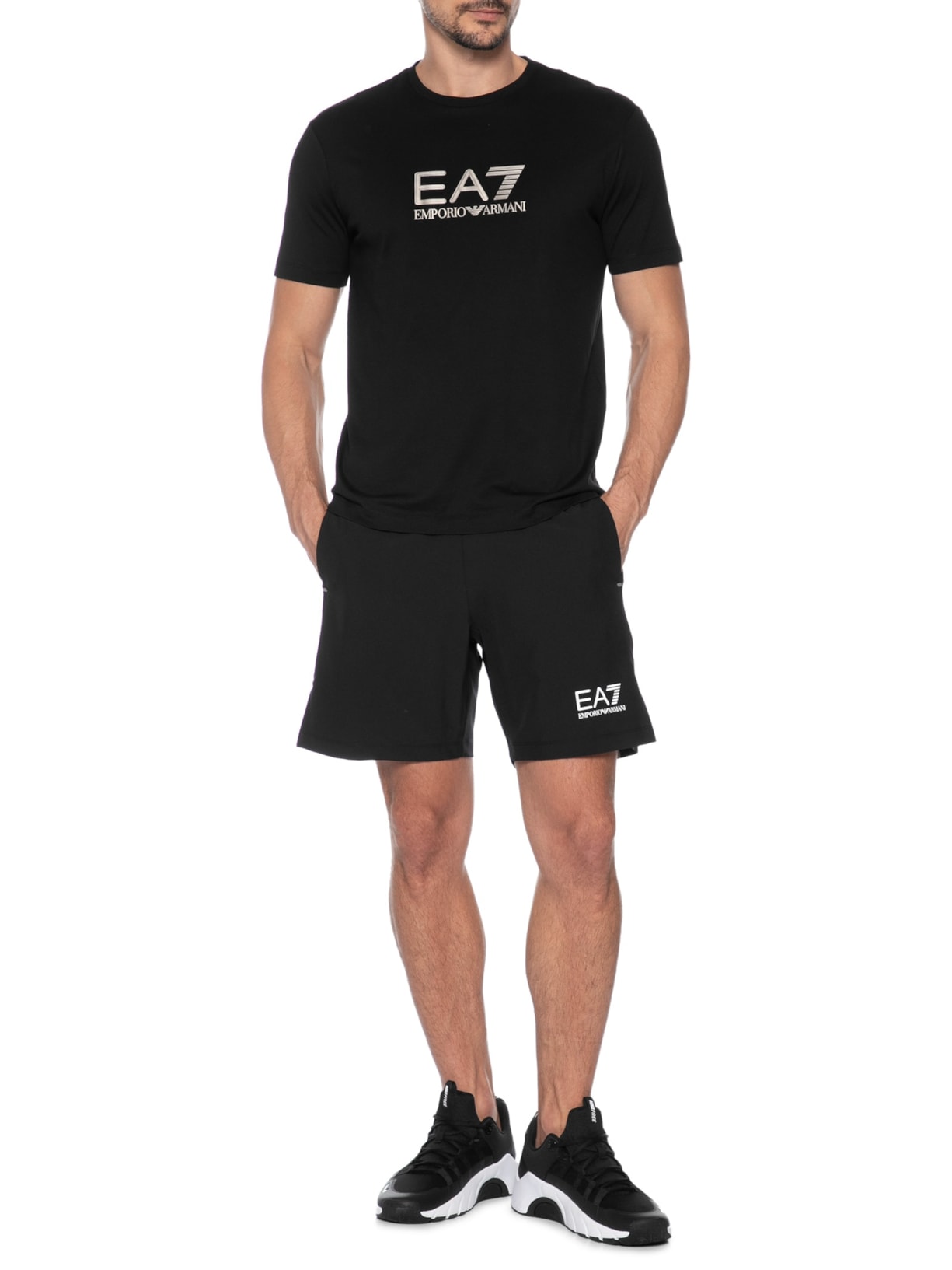 Camiseta Masculina Manga Curta Train Lux Preto Ea7 Emporio Armani