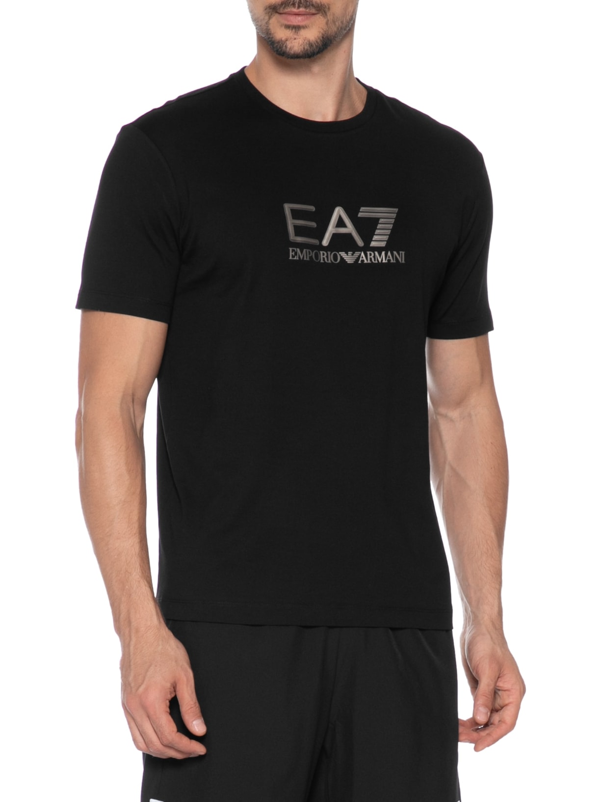 Camiseta Masculina Manga Curta Train Lux Preto Ea7 Emporio Armani