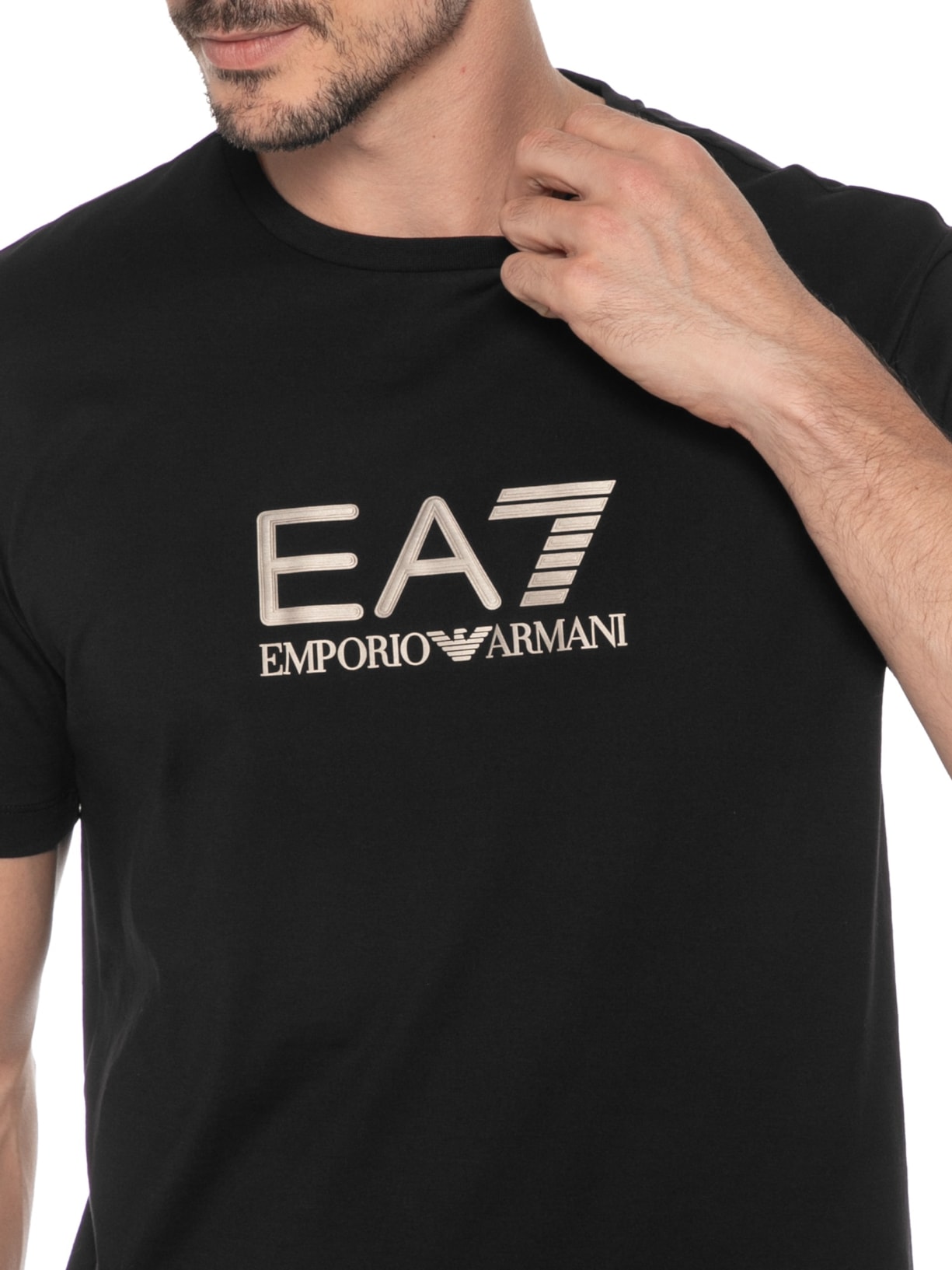 Camiseta Masculina Manga Curta Train Lux Preto Ea7 Emporio Armani