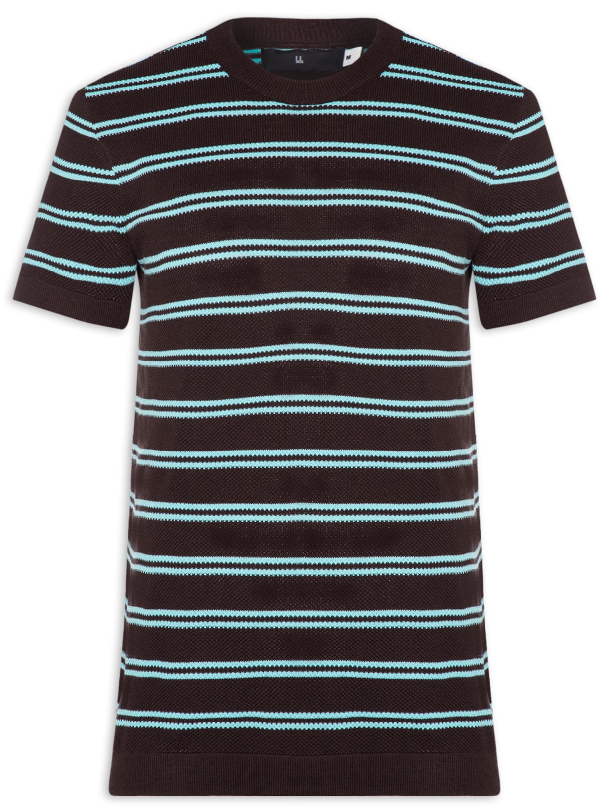 Camiseta Masculina Manga Curta Tricot Listra Urca - Marrom