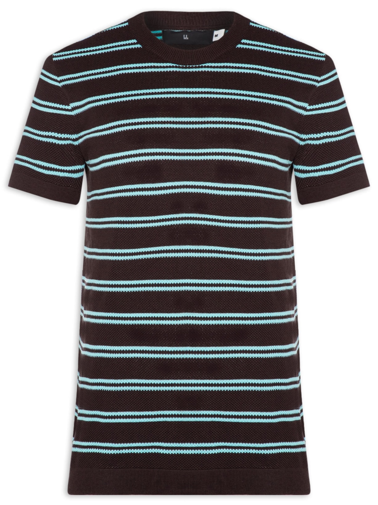 Camiseta Masculina Manga Curta Tricot Listra Urca - Marrom