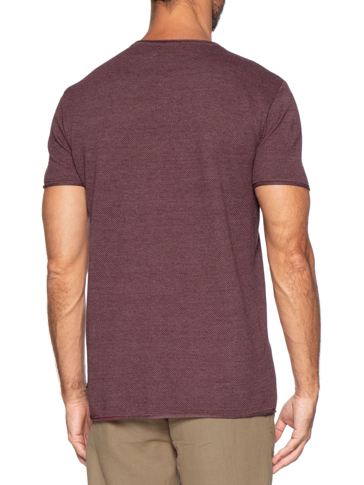 Camiseta Masculina Manga Curta Tricot Mescla Roman Vermelho Foxton