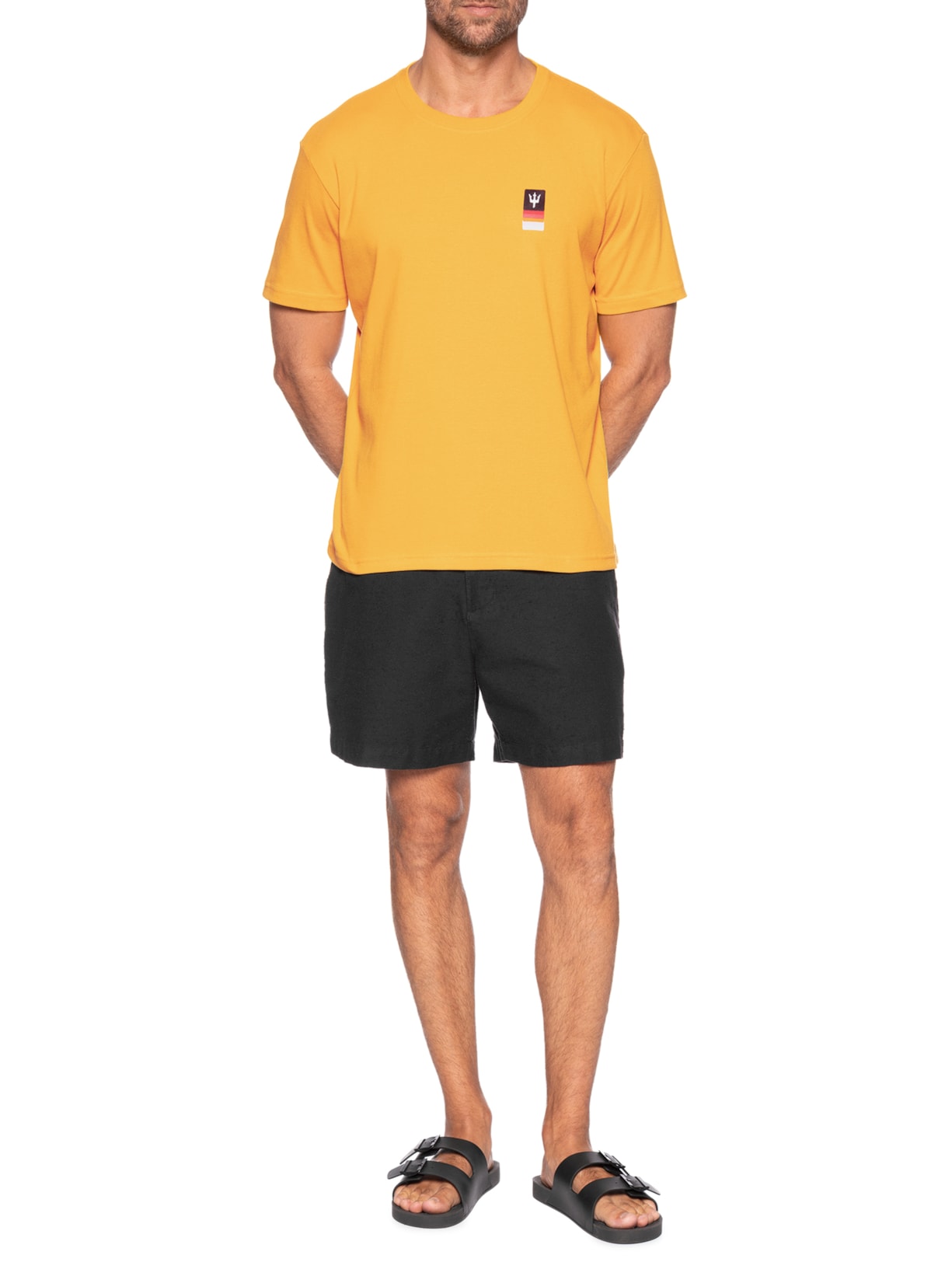 Camiseta Masculina Manga Curta Tridente Degradê Amarelo Osklen