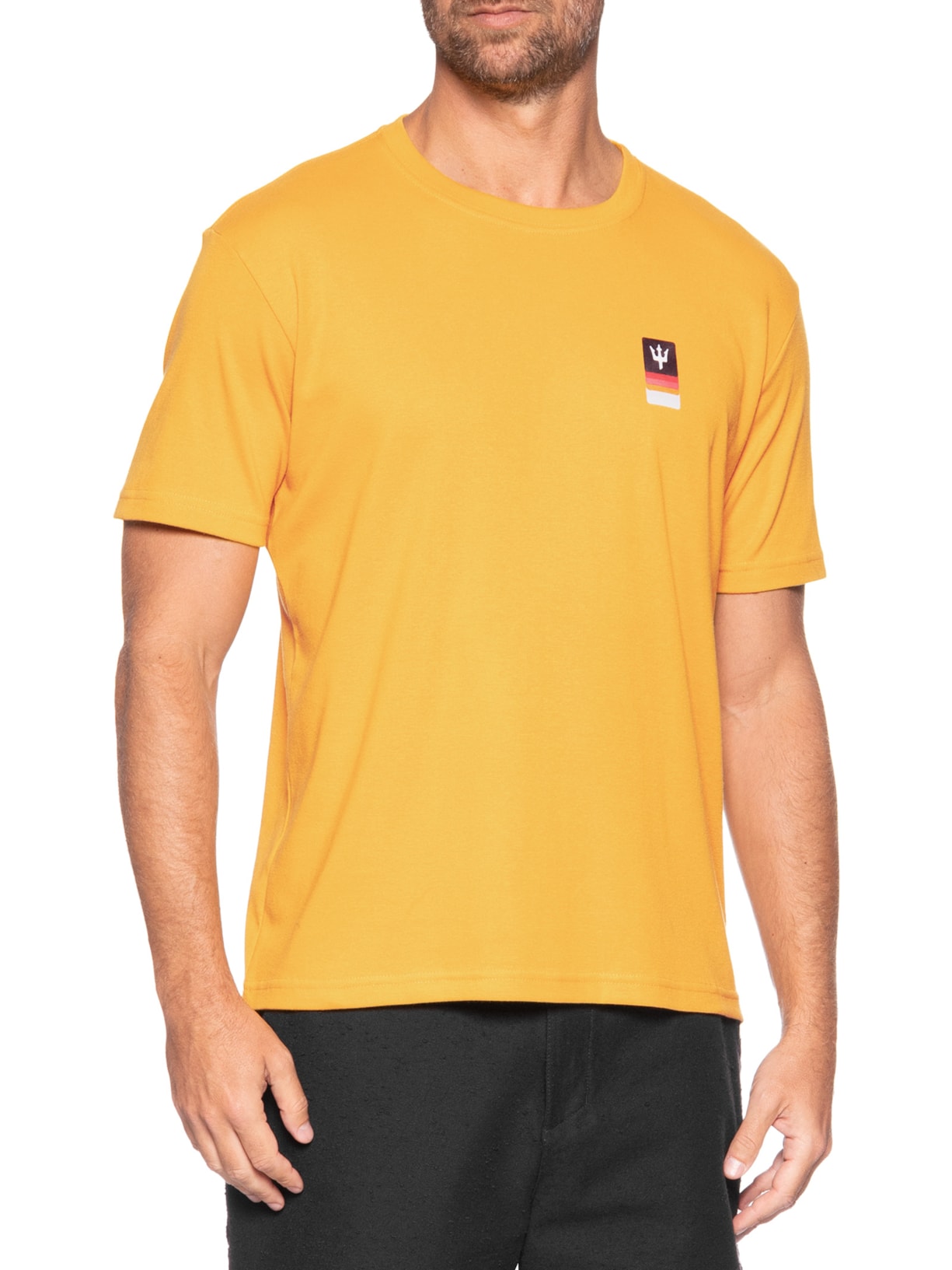 Camiseta Masculina Manga Curta Tridente Degradê Amarelo Osklen