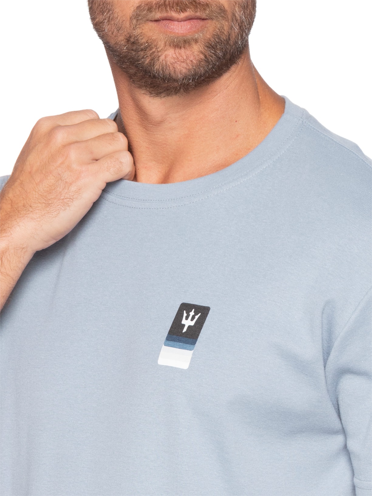 Camiseta Masculina Manga Curta Tridente Degradê Azul Osklen