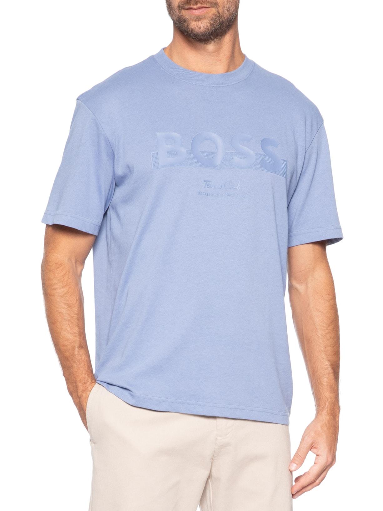 Camiseta Masculina Manga Curta TS Member Logo Azul Boss
